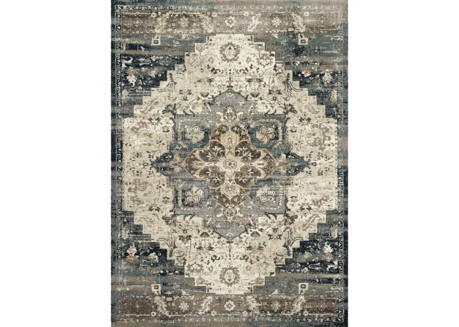 James JAE05 Taupe/Marine 3'7" x 5'7" Rug by Magnolia Home by Joanna Gaines