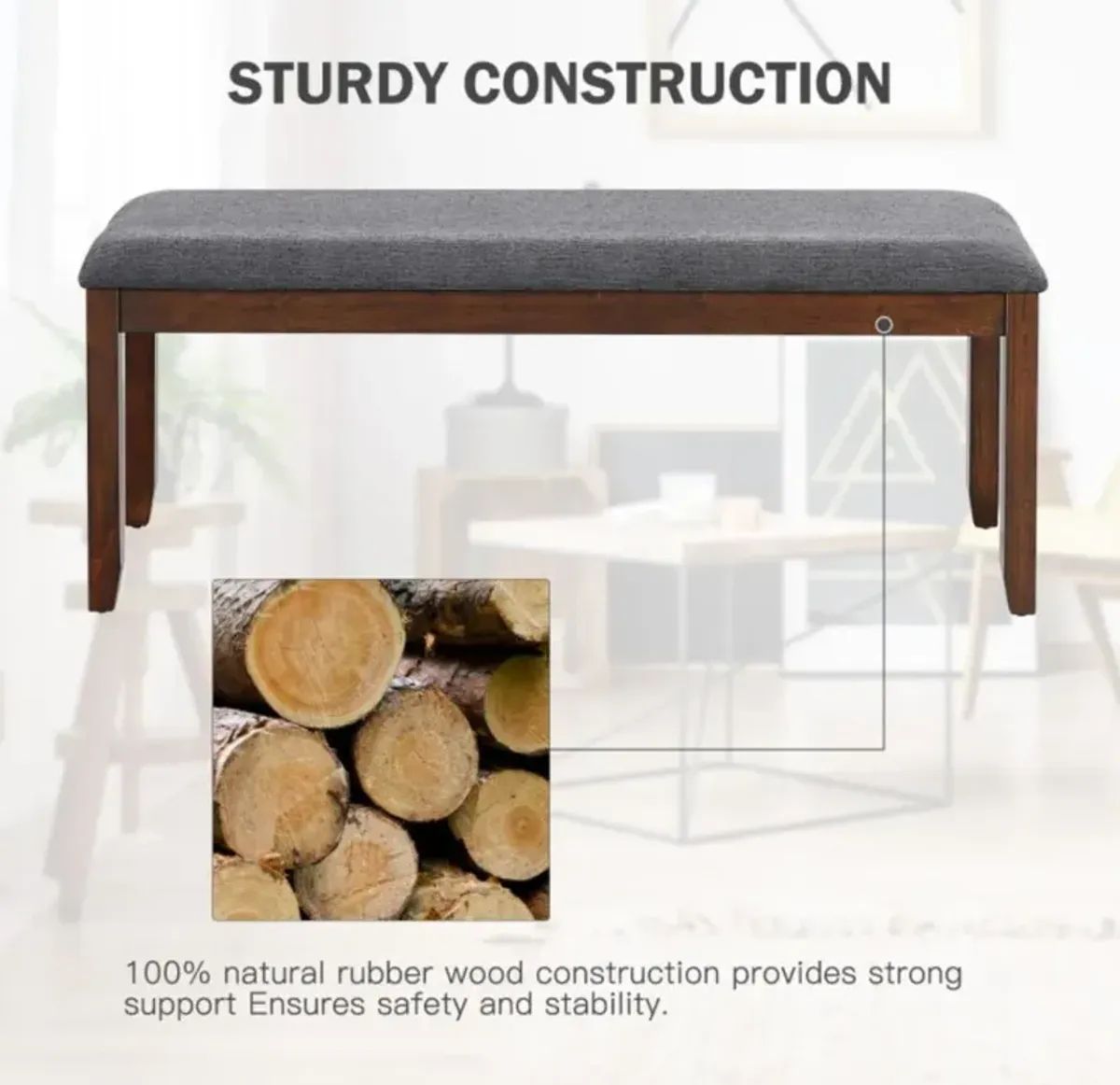 Hivvago Upholstered Entryway Bench Footstool with Wood Legs