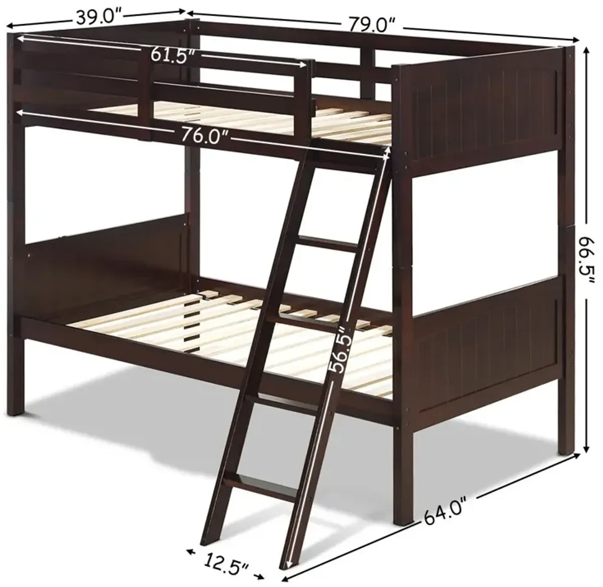 Twin Size Wooden Bunk Beds Convertible 2 Individual Beds