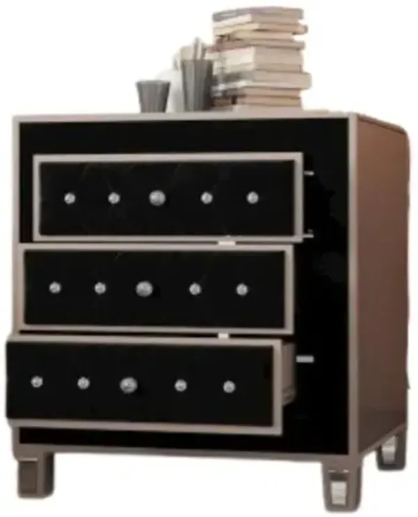 Woodpeckers Furniture And Mattress Mirrored Velvet Night Stand (Black)