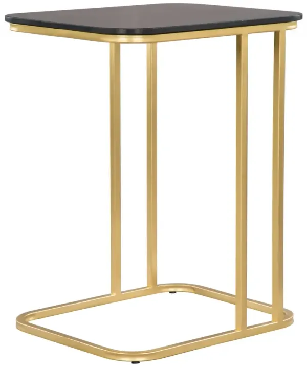 Hivvago 22" Gold And Black Genuine Marble Look Rectangular End Table