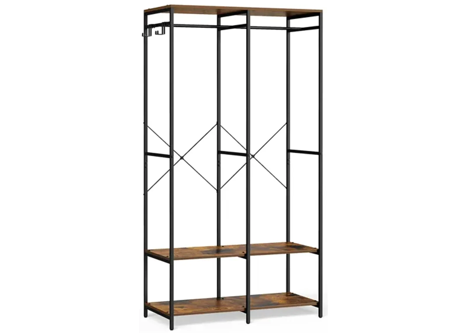 2-Column Clothes Rack with Hanging Rods for Organized Garment Storage