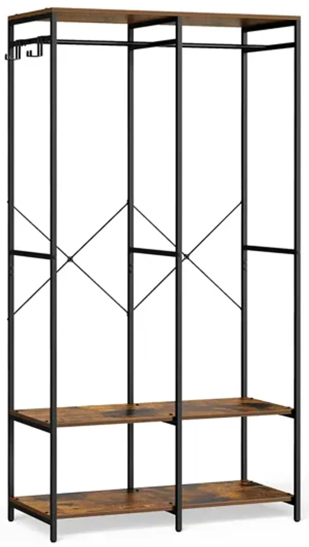 2-Column Clothes Rack with Hanging Rods for Organized Garment Storage