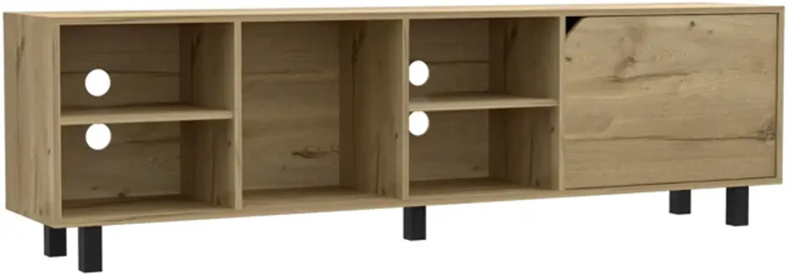 Valdivia Tv Stand for TV�s up 70", Four Open Shelves, Five Legs -Light Oak