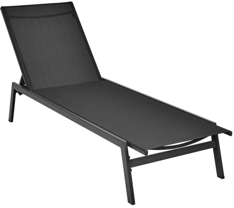 Outdoor Reclining Chaise Lounge Chair with 6-Position Adjustable Back