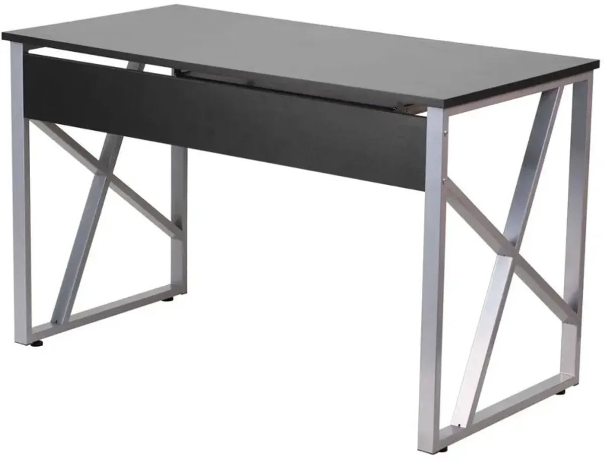 Hivvago Contemporary Black Laminate Office Computer Desk with Keyboard Tray