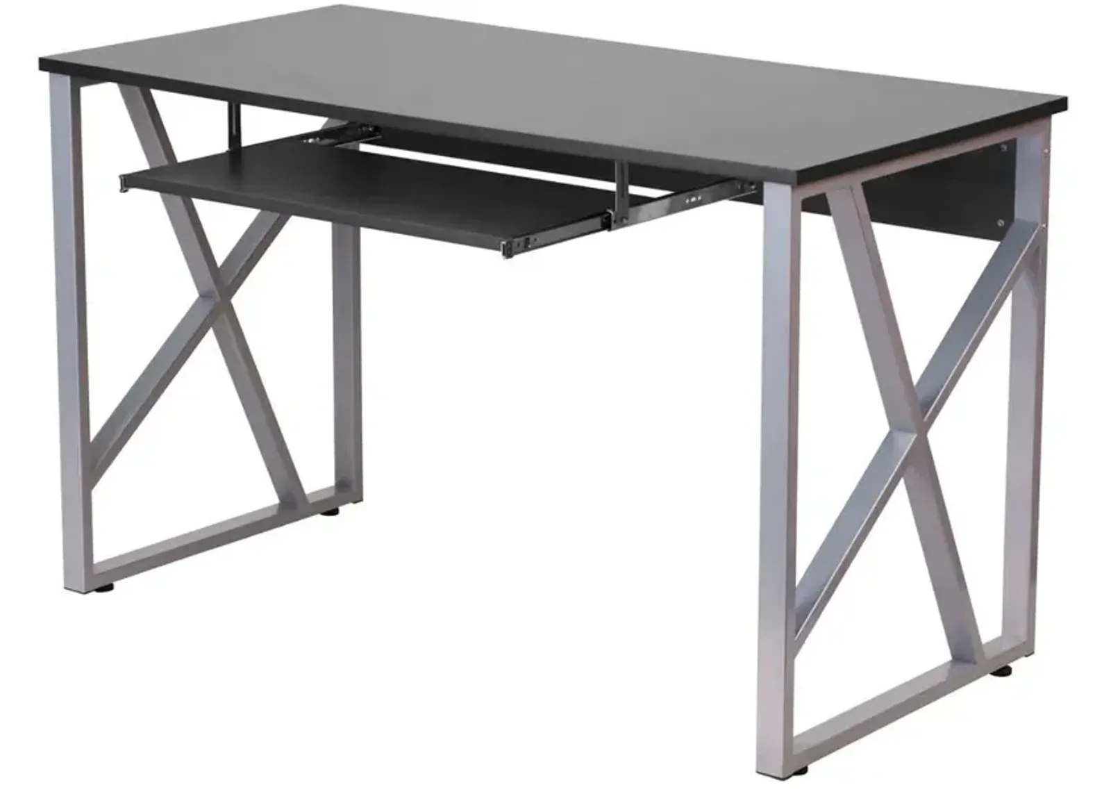 Hivvago Contemporary Black Laminate Office Computer Desk with Keyboard Tray