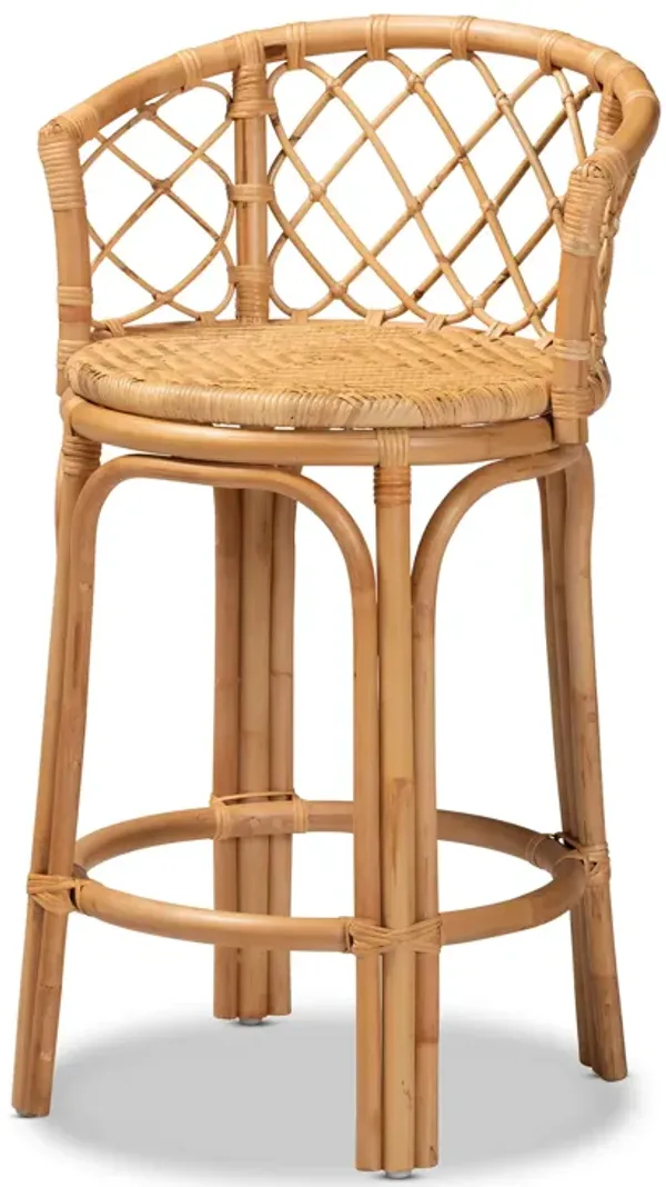 Baxton Studio Orchard Modern Bohemian Natural Brown Rattan Counter Stool