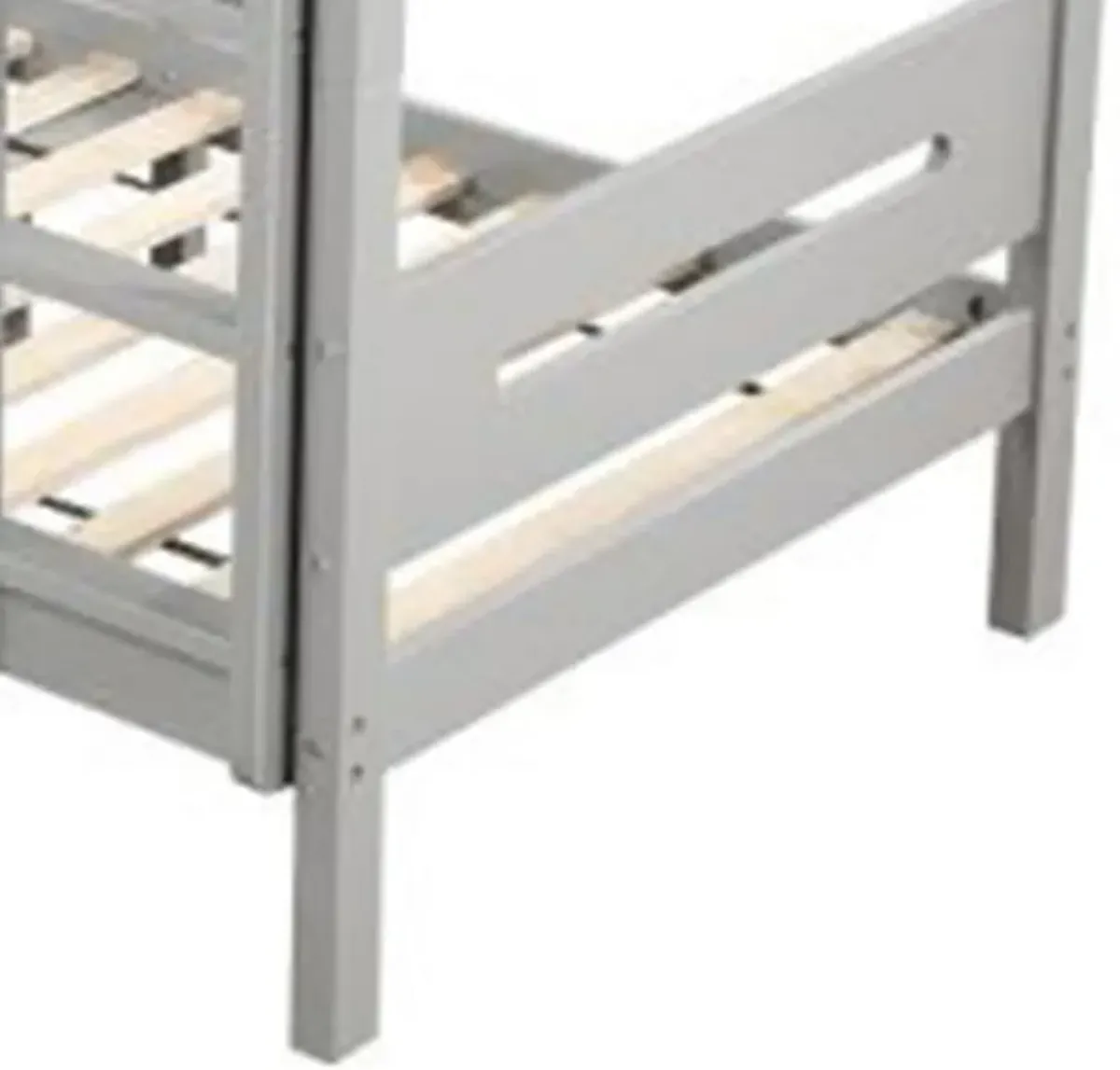 Asin Twin Bunk Bed with Front Facing Ladder, Solid Pine Wood, White Finish - Benzara