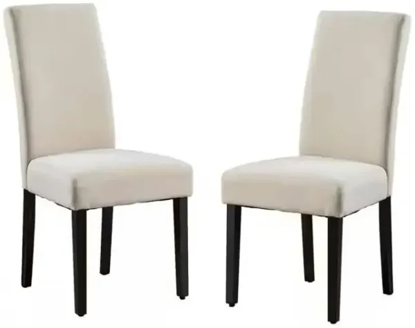 Hivvago Set of 2 Modern Beige Cream Fabric Upholstered Dining Chair with Black Wood Legs