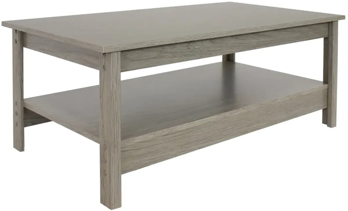 Sunnydaze Classic MDF Coffee Table with Lower Shelf - Thunder Gray - 16 in