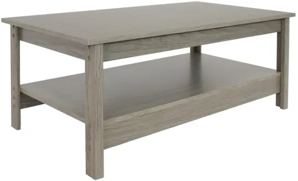Sunnydaze Classic MDF Coffee Table with Lower Shelf - Thunder Gray - 16 in