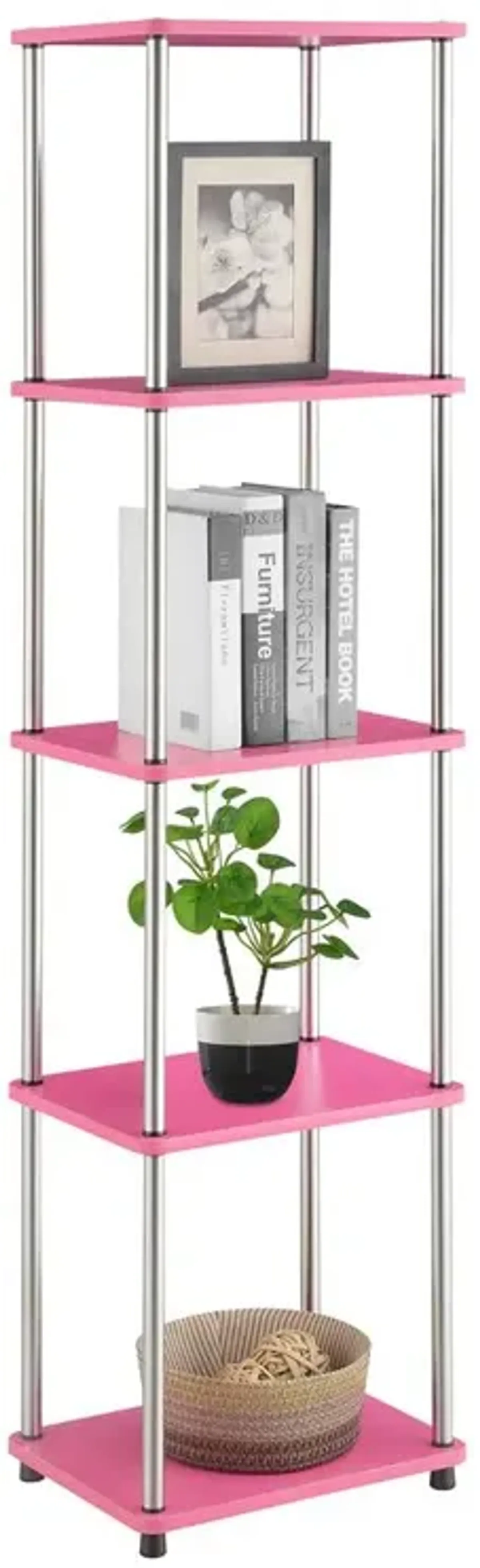 Convenience Concepts Designs2Go No Tools 5 Tier Tower, Pink