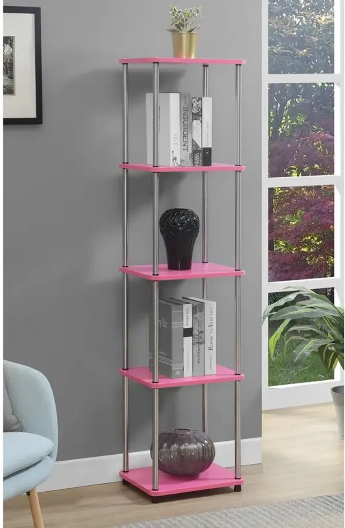 Convenience Concepts Designs2Go No Tools 5 Tier Tower, Pink