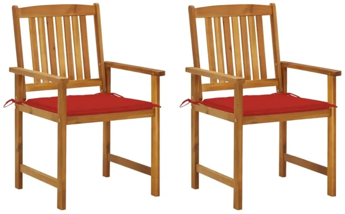 vidaXL Director's Chairs with Cushions 2 pcs Solid Acacia Wood