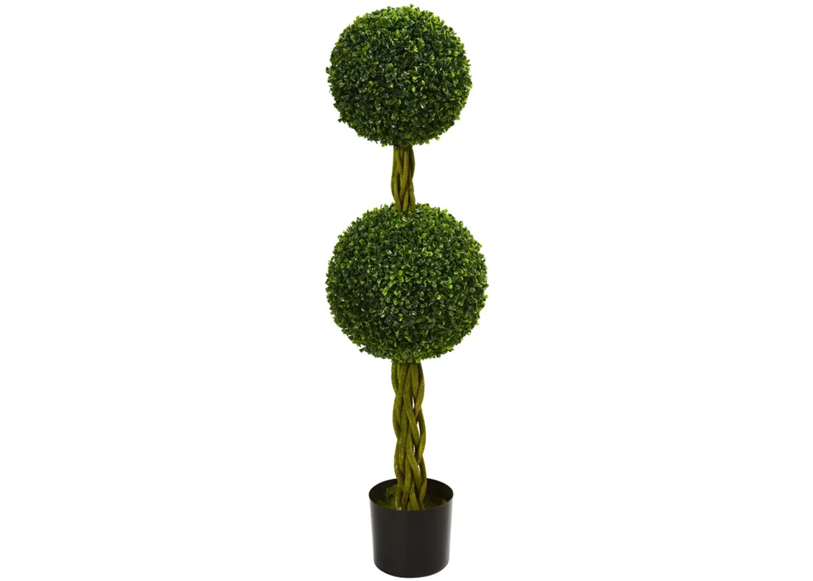 HomPlanti 4 Feet Boxwood Double Ball Artificial Topiary Tree with Woven Trunk UV Resistant (Indoor/Outdoor)