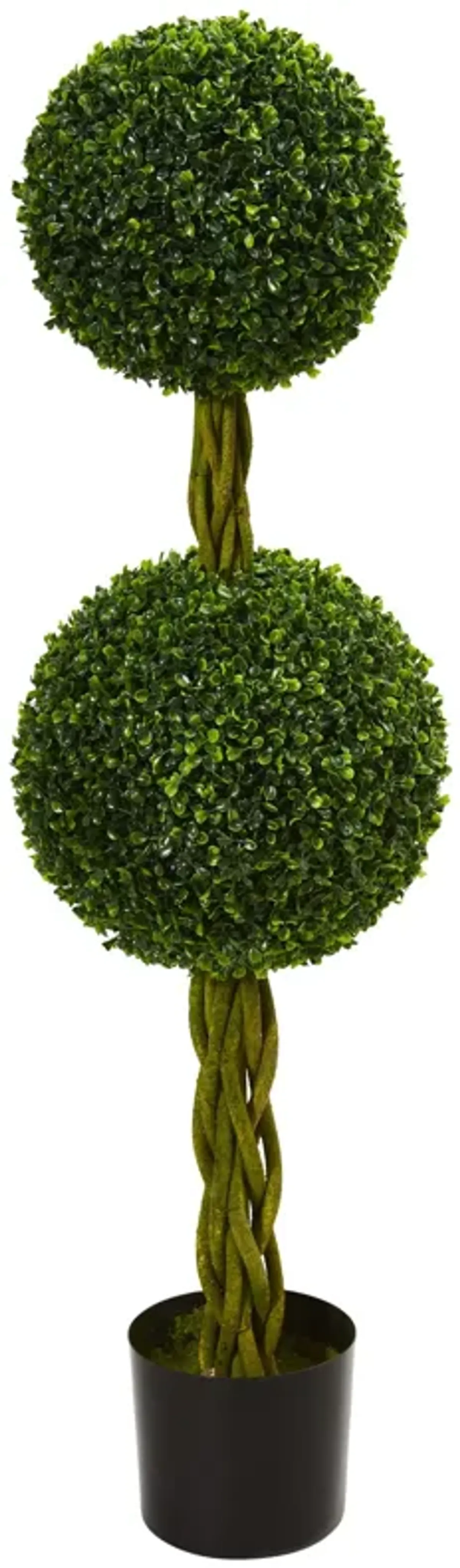 HomPlanti 4 Feet Boxwood Double Ball Artificial Topiary Tree with Woven Trunk UV Resistant (Indoor/Outdoor)