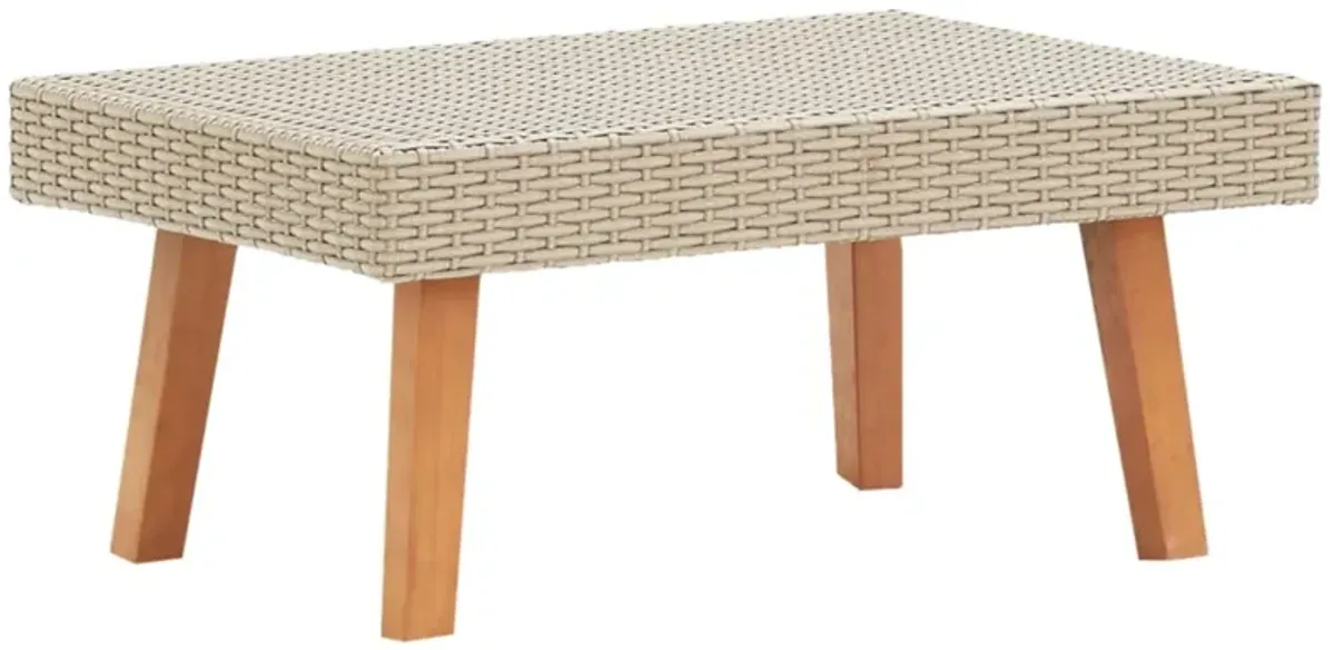 vidaXL Garden Coffee Table Poly Rattan Beige