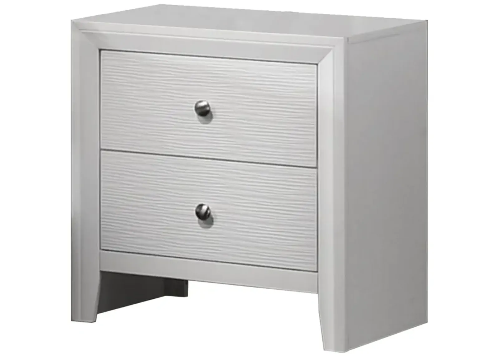 Eve 24 Inch Nightstand, 2 Drawers, Metal Knobs, Modern White Wood - Benzara