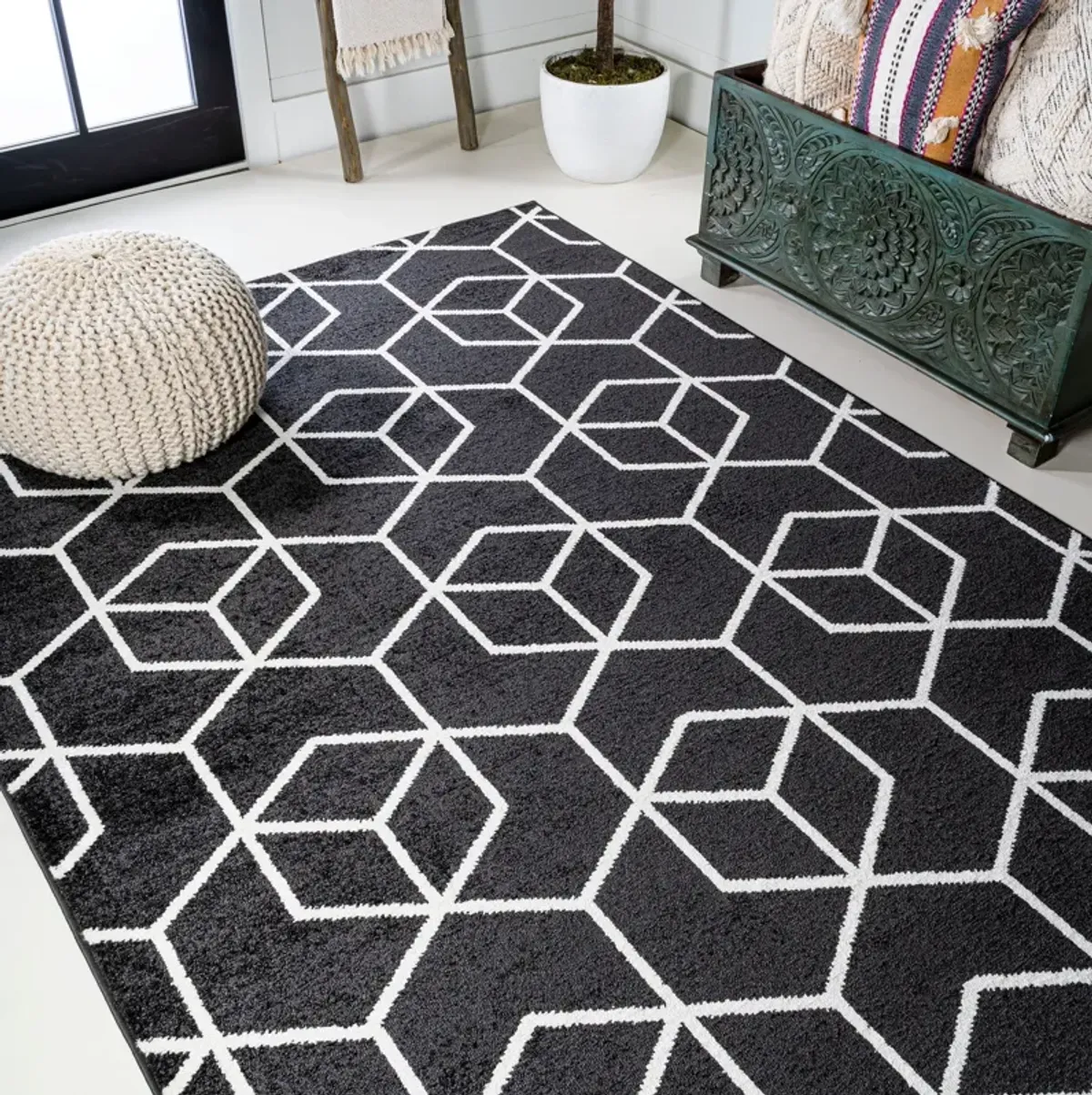 Tumbling Blocks Modern Geometric Area Rug