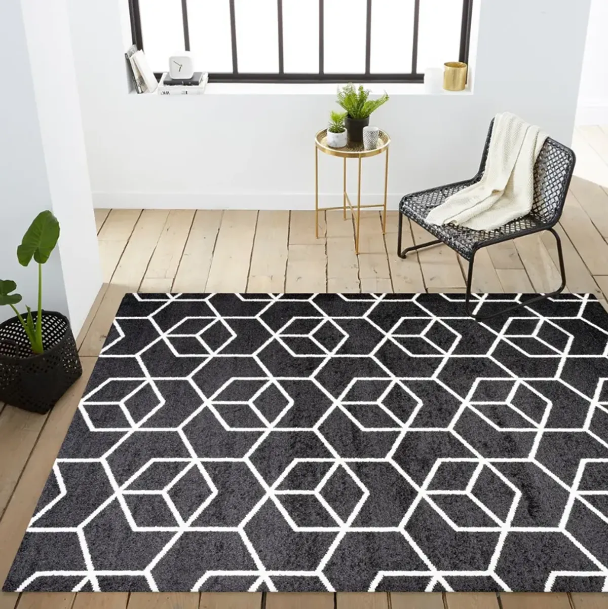 Tumbling Blocks Modern Geometric Area Rug