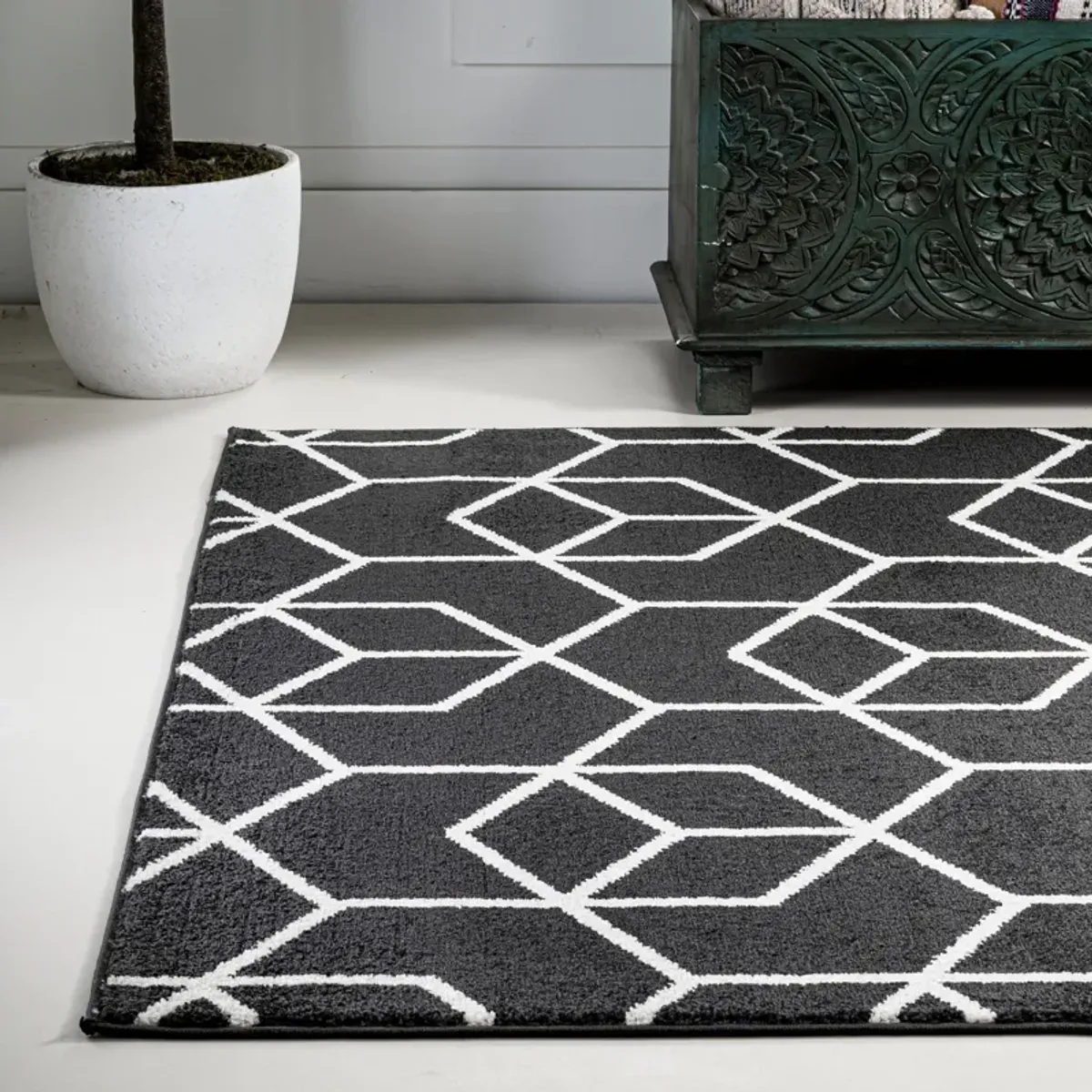 Tumbling Blocks Modern Geometric Area Rug