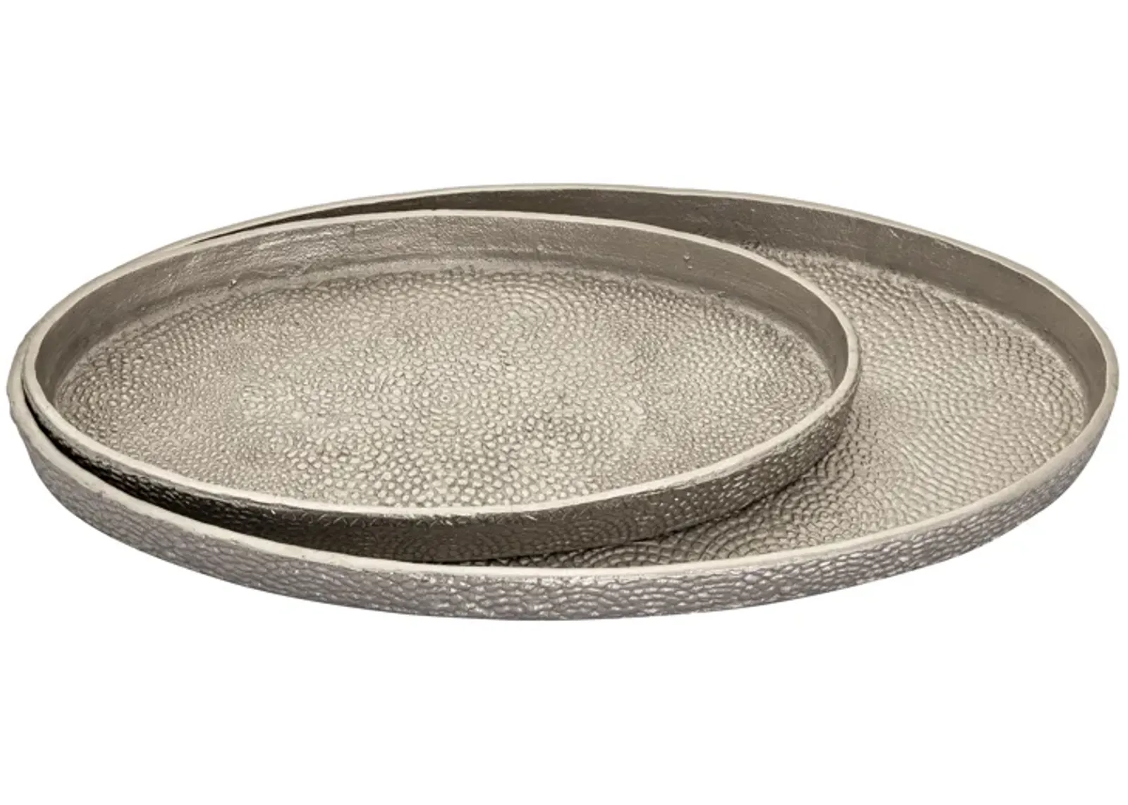 Oval Pebble Silver Tray Set