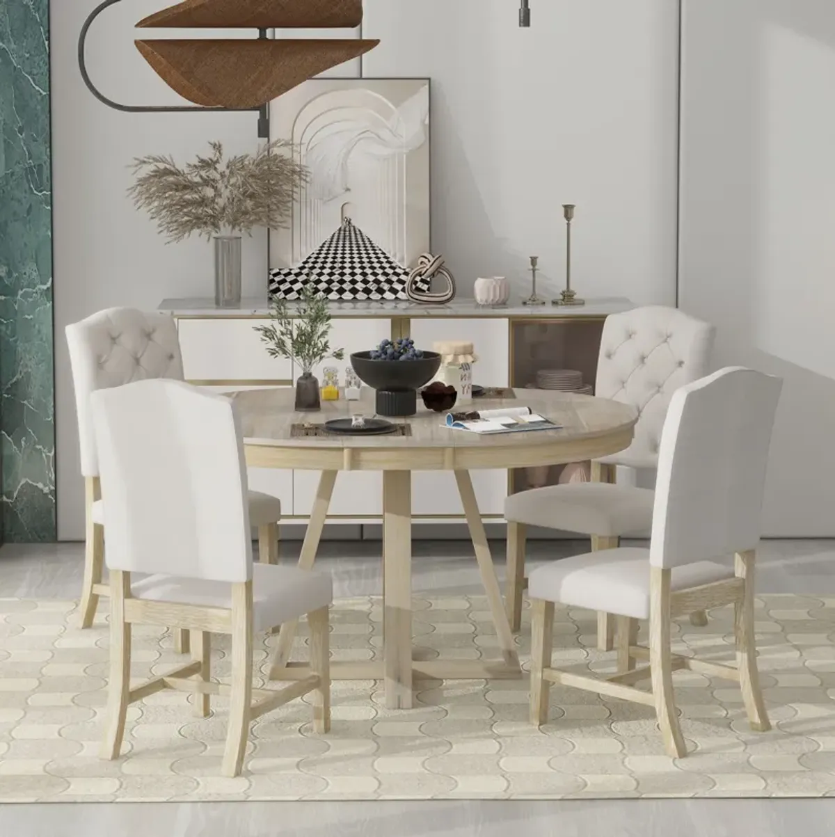 Merax 5-Piece Retro Functional Dining Set