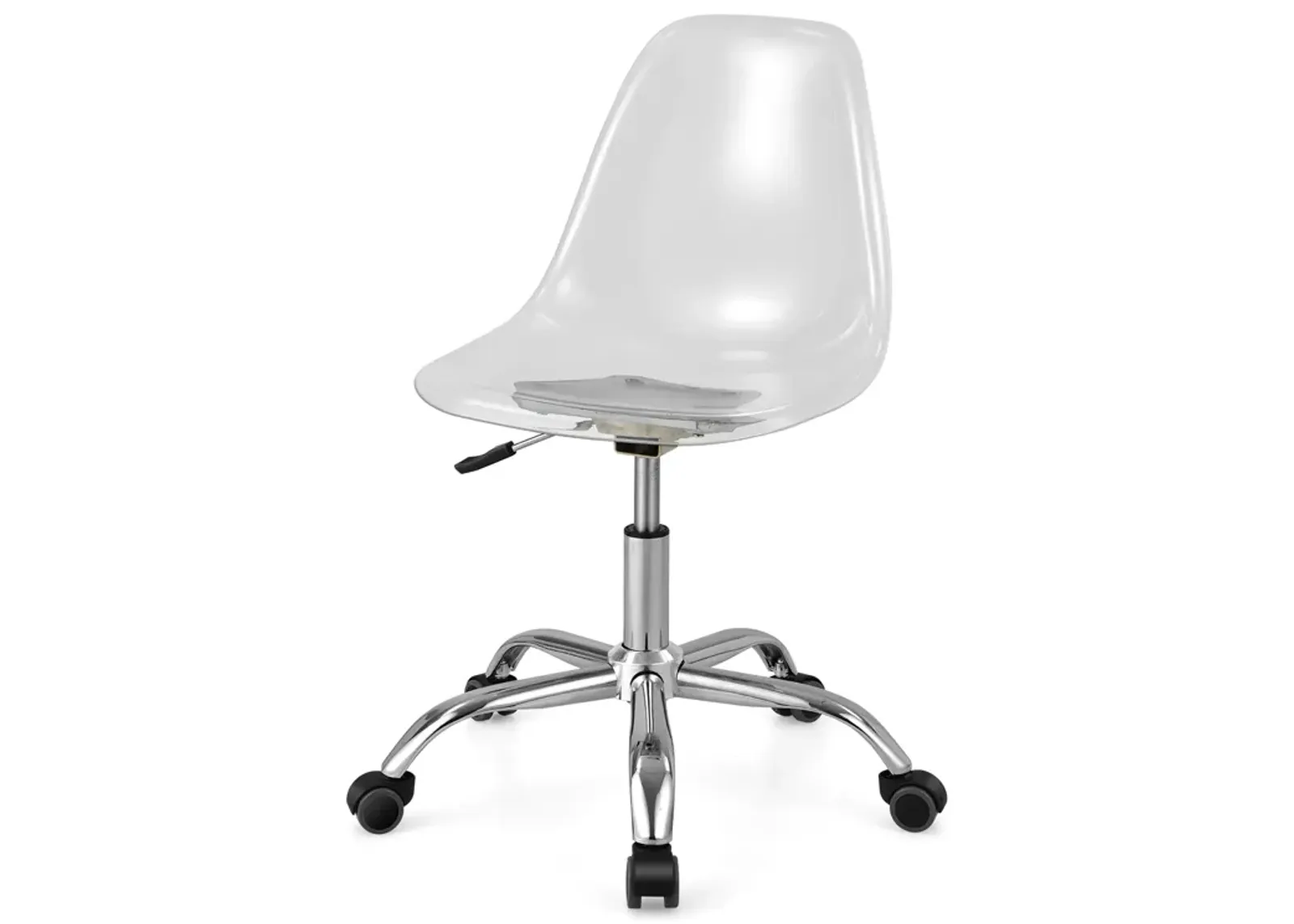 Costway Rolling Acrylic Armless Office Chair Swivel Vanity Chair Adjustable Height