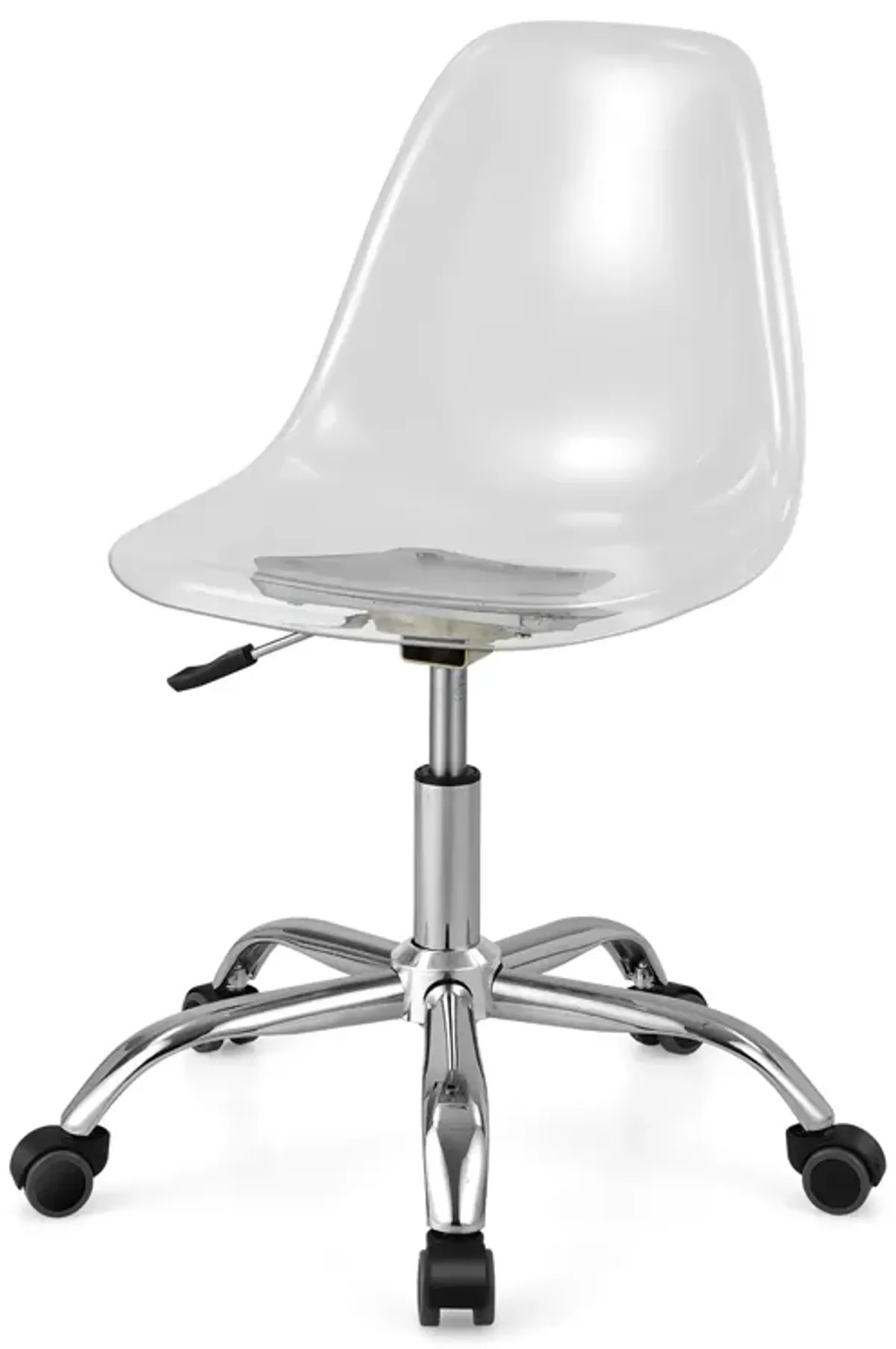 Costway Rolling Acrylic Armless Office Chair Swivel Vanity Chair Adjustable Height