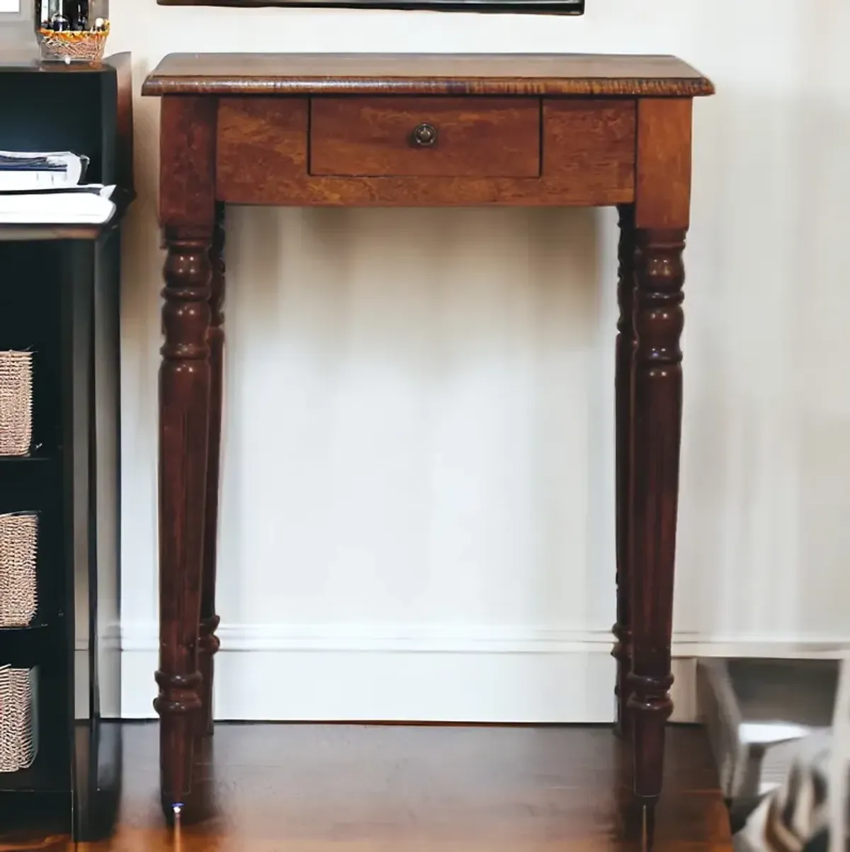 Chestnut Turned Leg Solid Wood 1Drawers Writing Desk