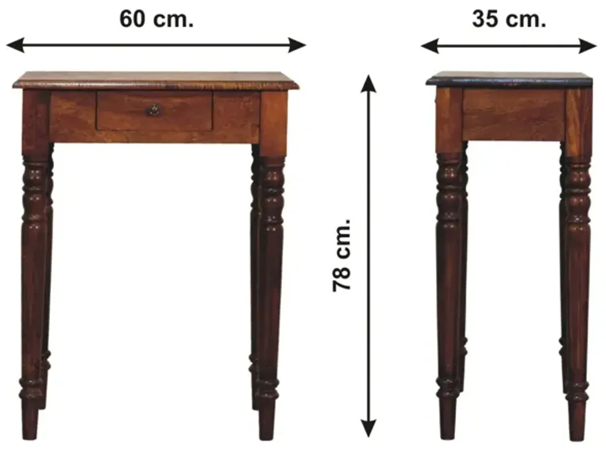 Chestnut Turned Leg Solid Wood 1Drawers Writing Desk