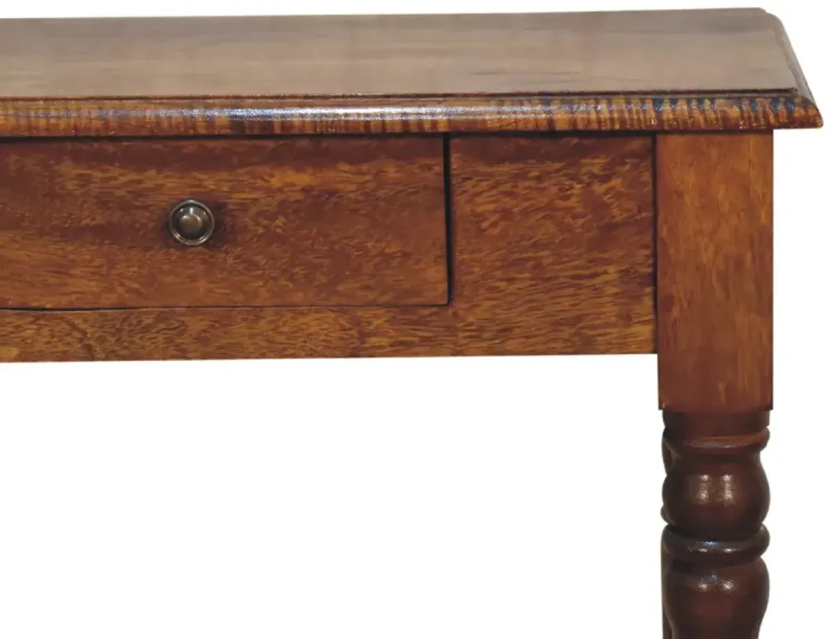 Chestnut Turned Leg Solid Wood 1Drawers Writing Desk