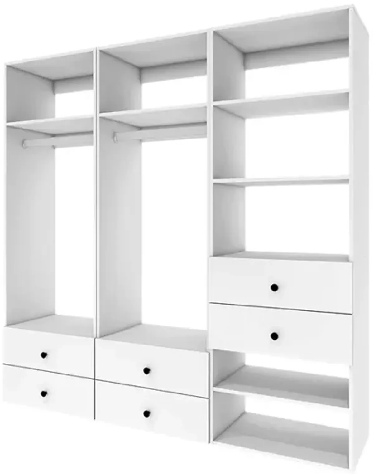 71" H Walk in Closet Organizers and Storage, DIY Closet Organizer System with 6 Drawers,Clothing Racks for Hanging Clothes with Closet Shelves Wall Mounted,White