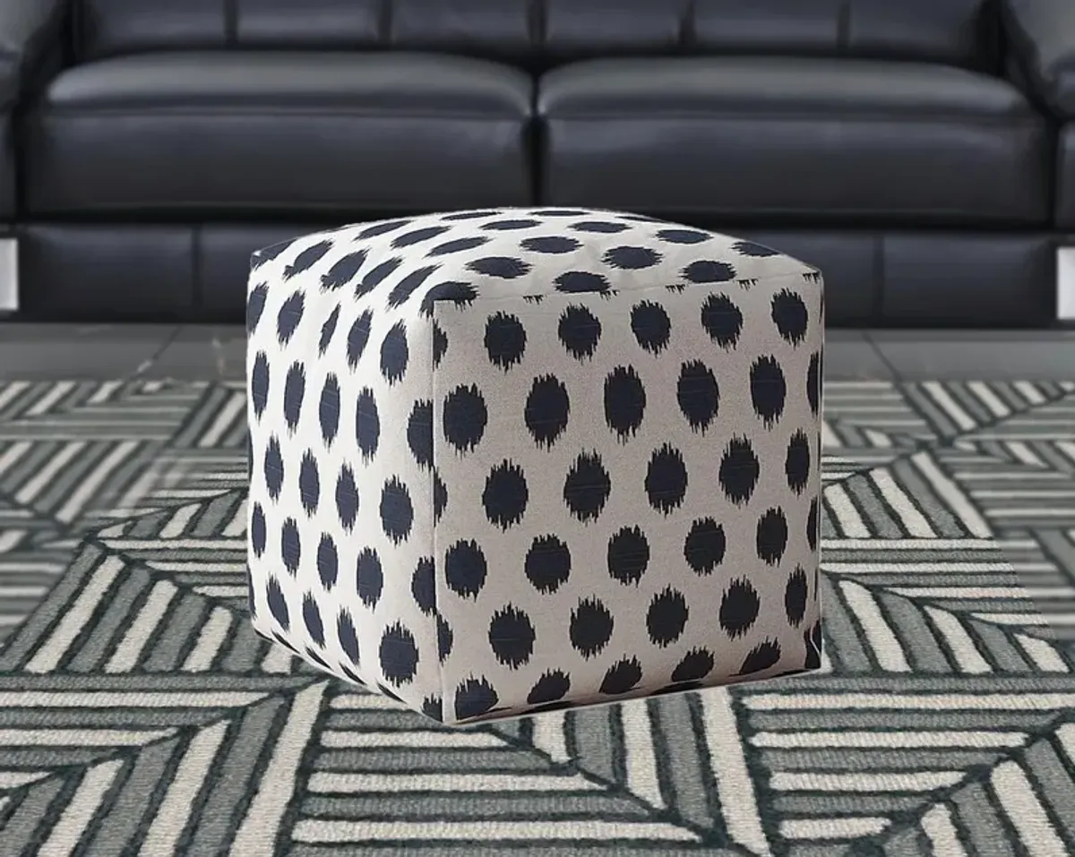 Hivvago 17" White And Blue Canvas Polka Dots Pouf Ottoman