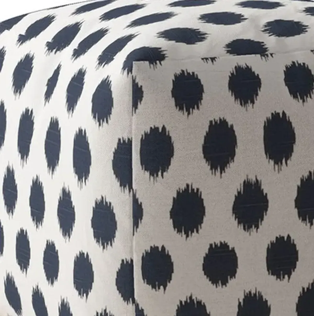 Hivvago 17" White And Blue Canvas Polka Dots Pouf Ottoman