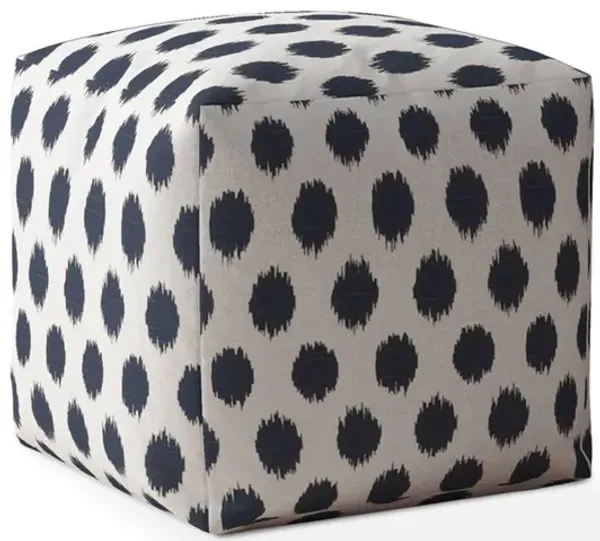 Hivvago 17" White And Blue Canvas Polka Dots Pouf Ottoman