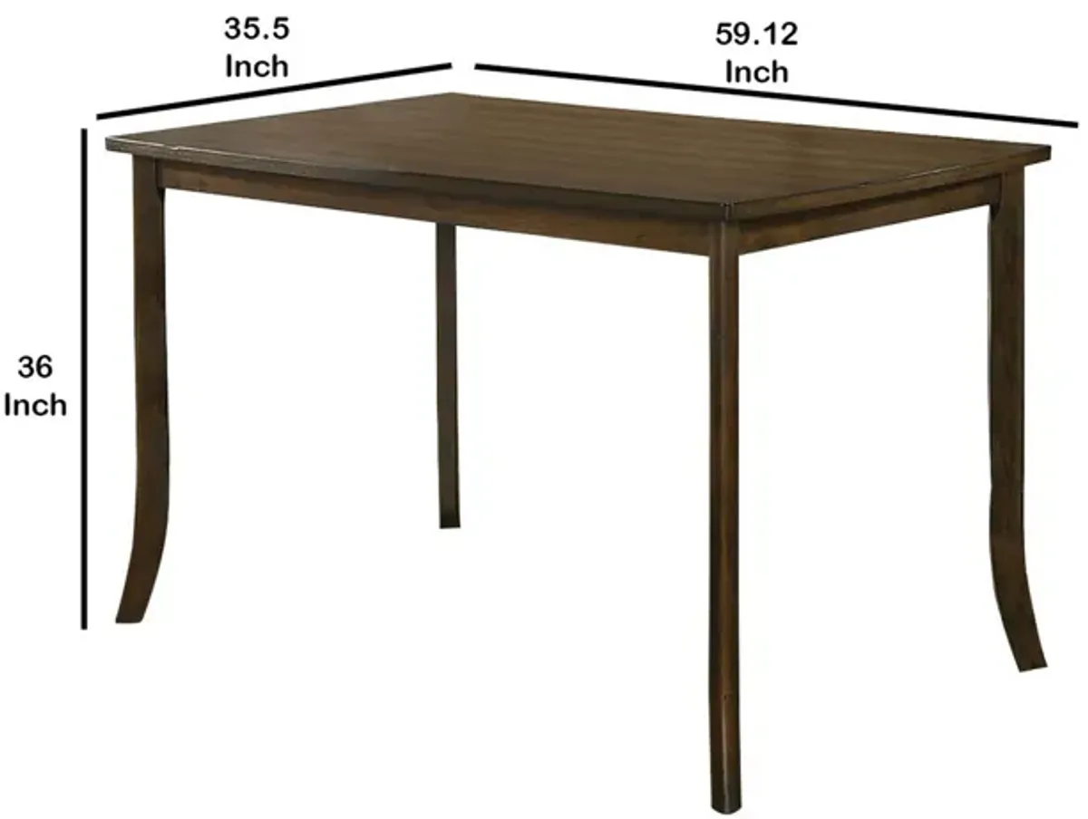 Rectangular Wooden Top Counter Height Table with Saber Legs, Brown-Benzara