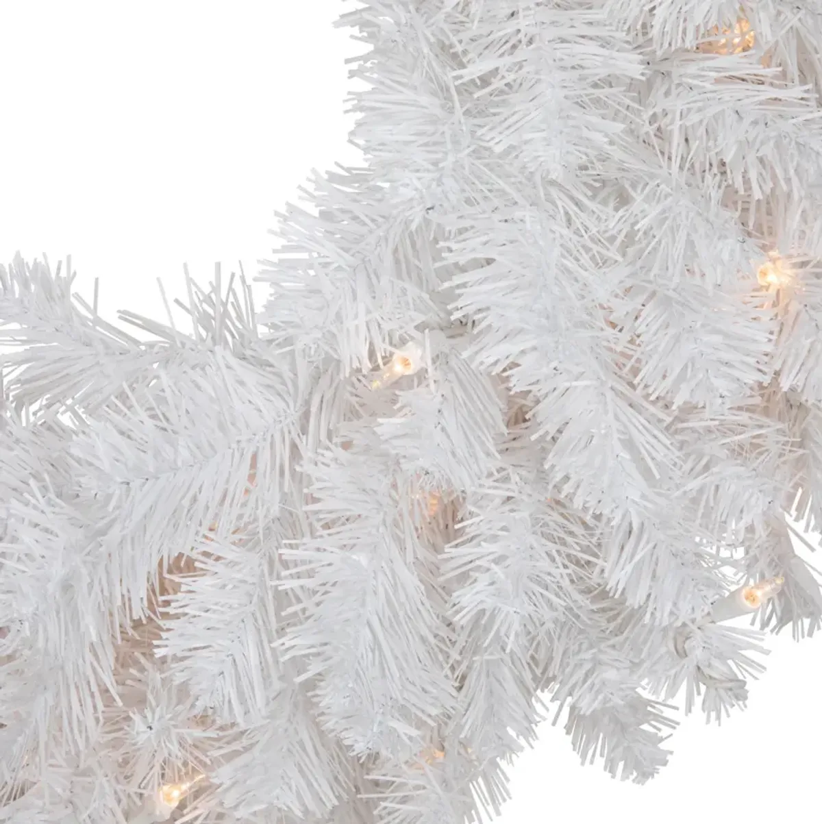 Pre-Lit Snow White Artificial Christmas Wreath  24-Inch  Clear Lights