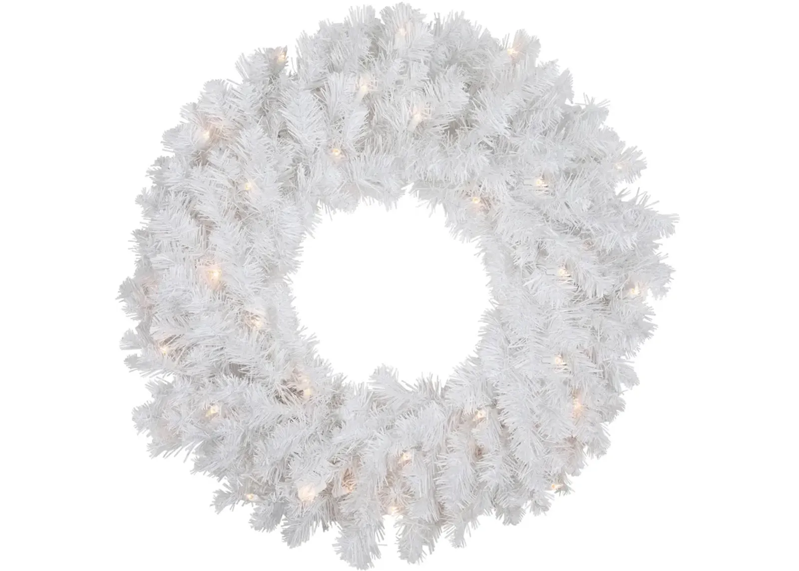 Pre-Lit Snow White Artificial Christmas Wreath  24-Inch  Clear Lights