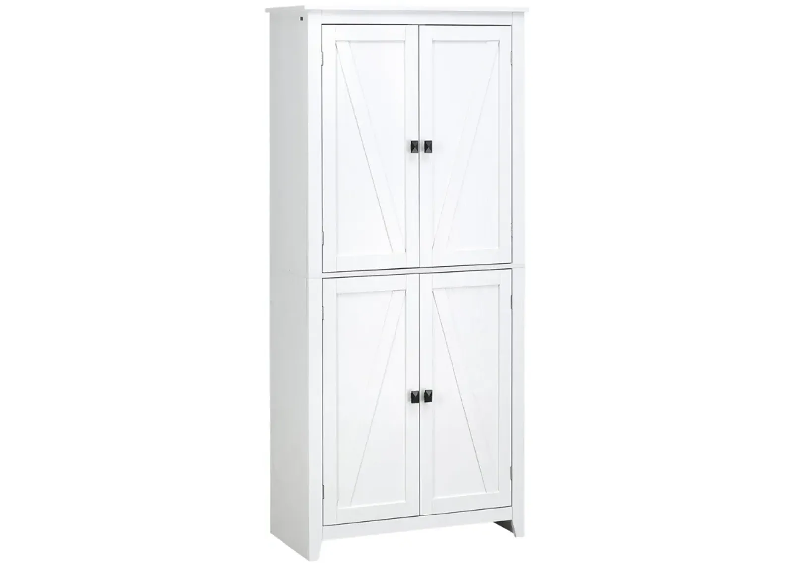 White Kitchen Storage: 72" Freestanding 4-Door Pantry Organizer