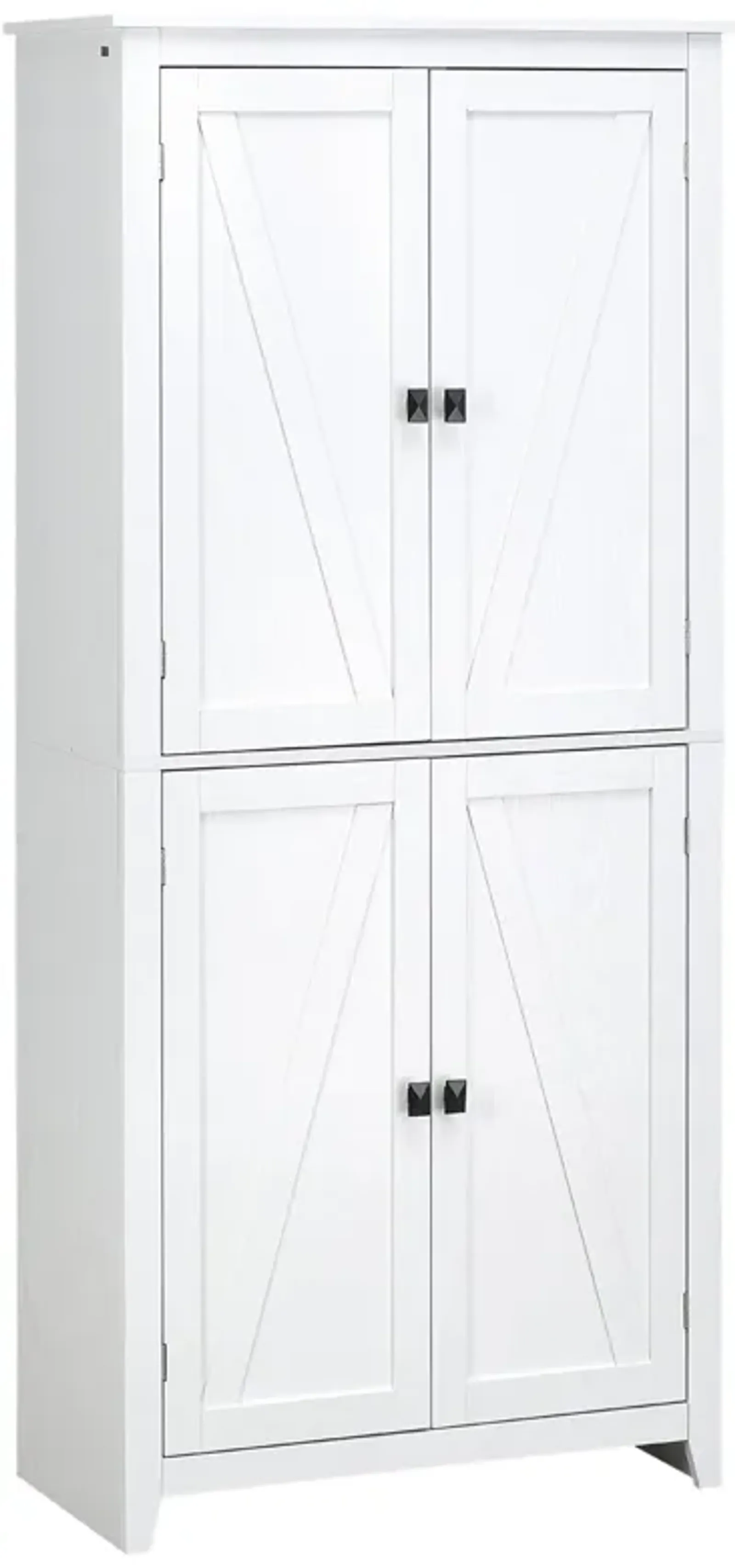 White Kitchen Storage: 72" Freestanding 4-Door Pantry Organizer