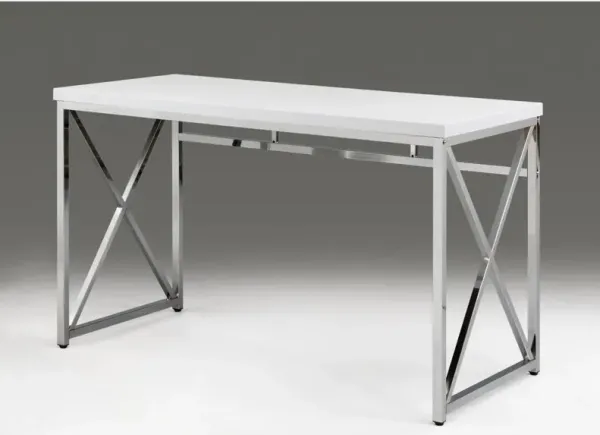 White Top Desk With Chrome Base