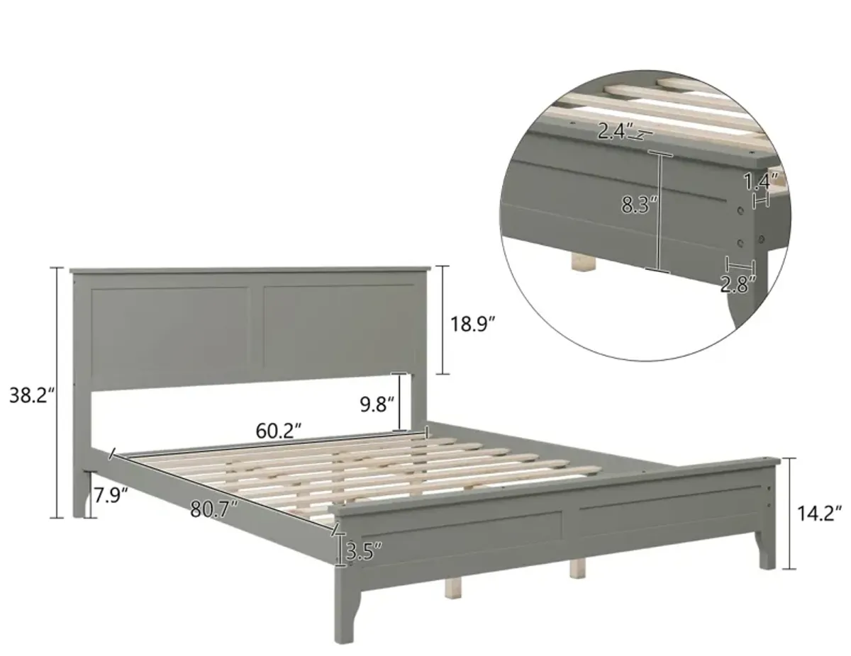 Modern Solid Wood Queen Platform Bed