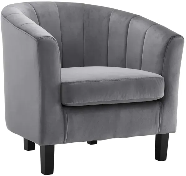 Modway Prospect Channel Tufted Upholstered Velvet Armchair, Gray