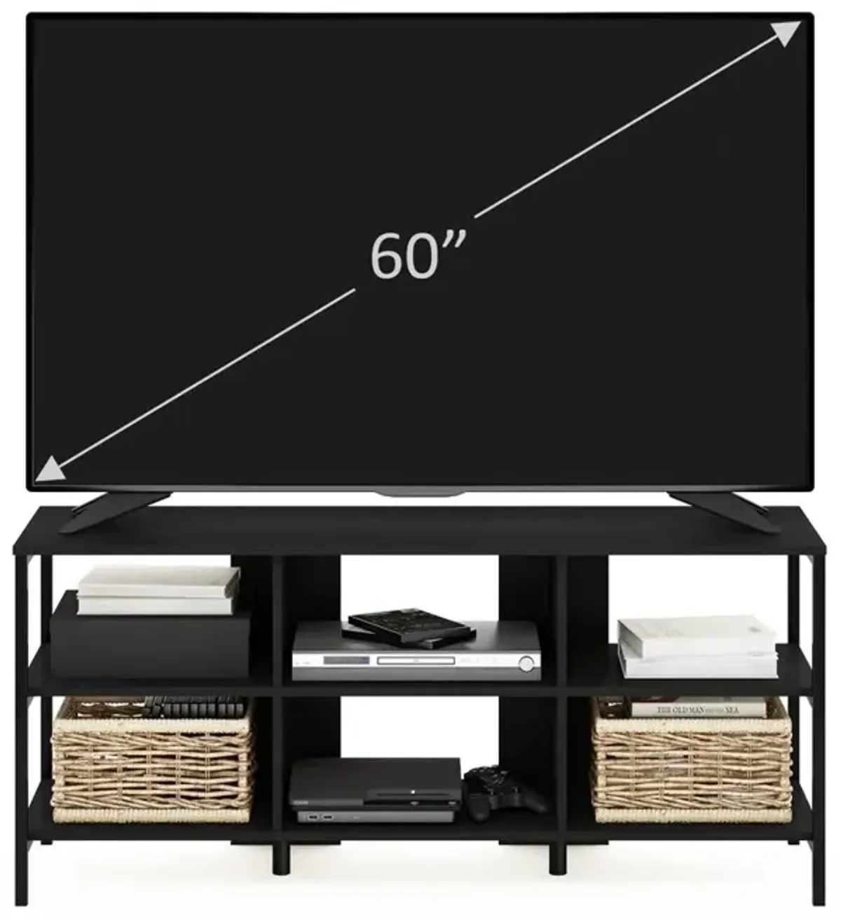 Furinno Camnus Modern Living TV Stand for TVs up to 60 Inch, Americano/Black