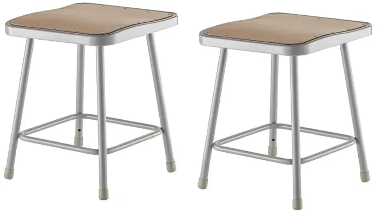 NPS® 18" Heavy Duty Square Seat Steel Stool, Grey