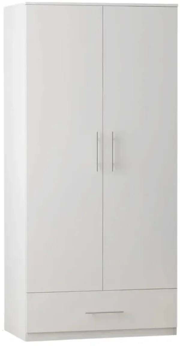 Sleek Armoire Wardrobe with Storage Drawer – Modern Wood Look