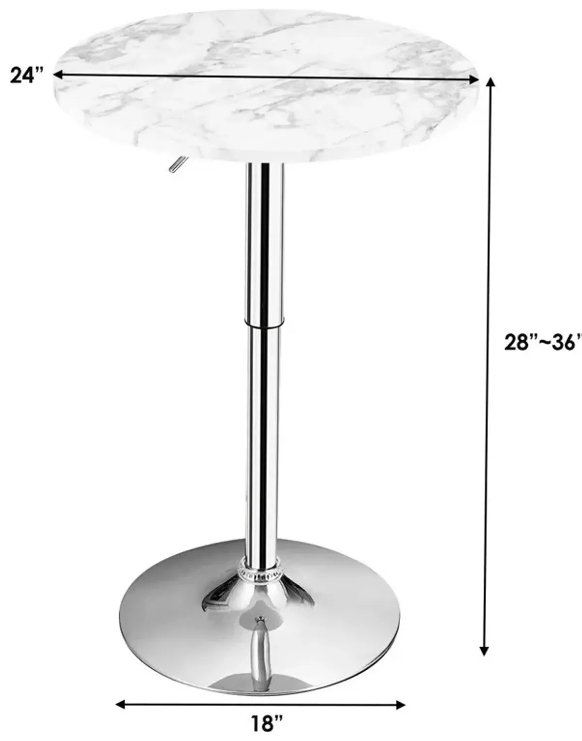 360� Swivel Cocktail Pub Table with Sliver Leg and Base