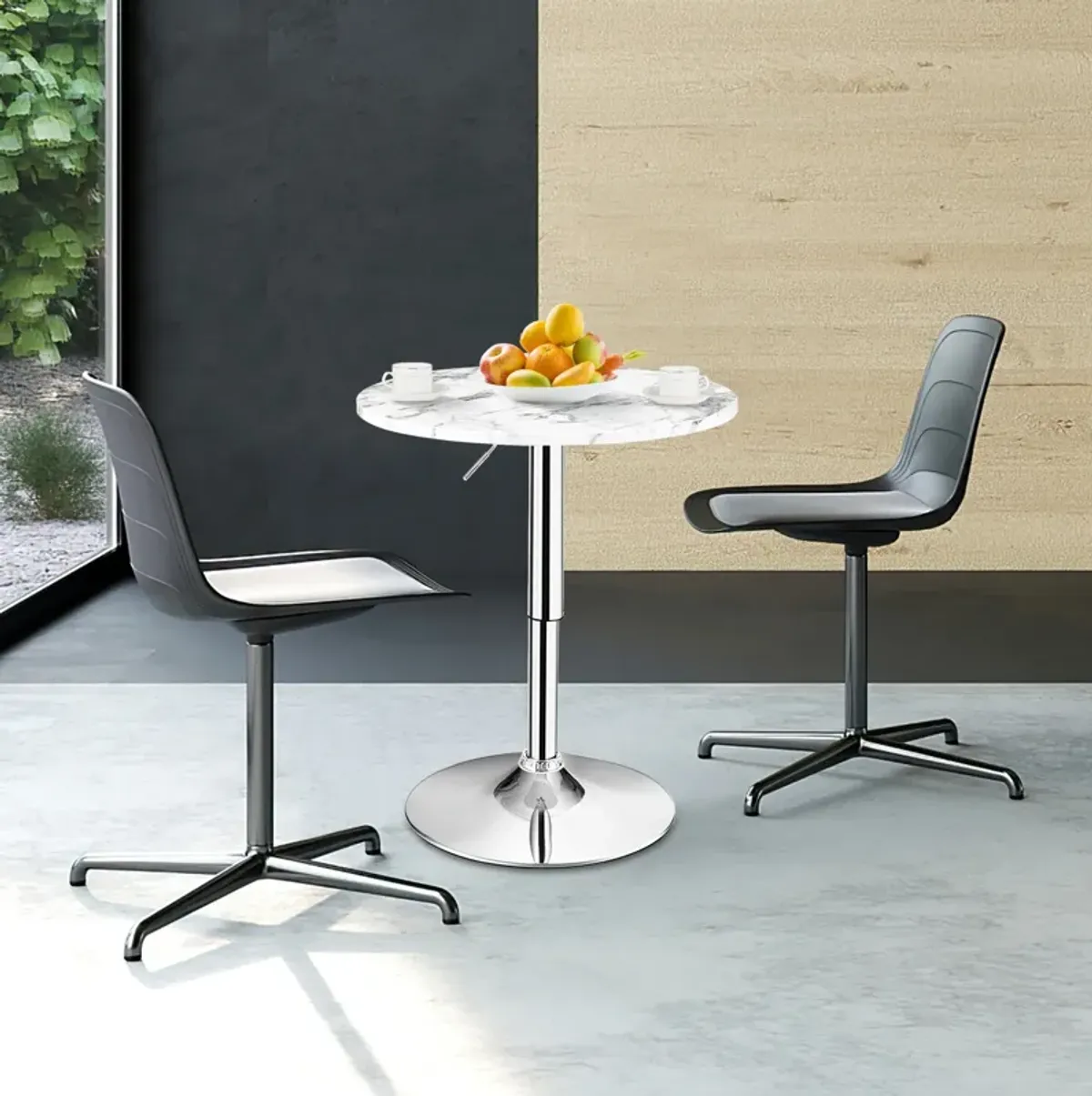 360� Swivel Cocktail Pub Table with Sliver Leg and Base